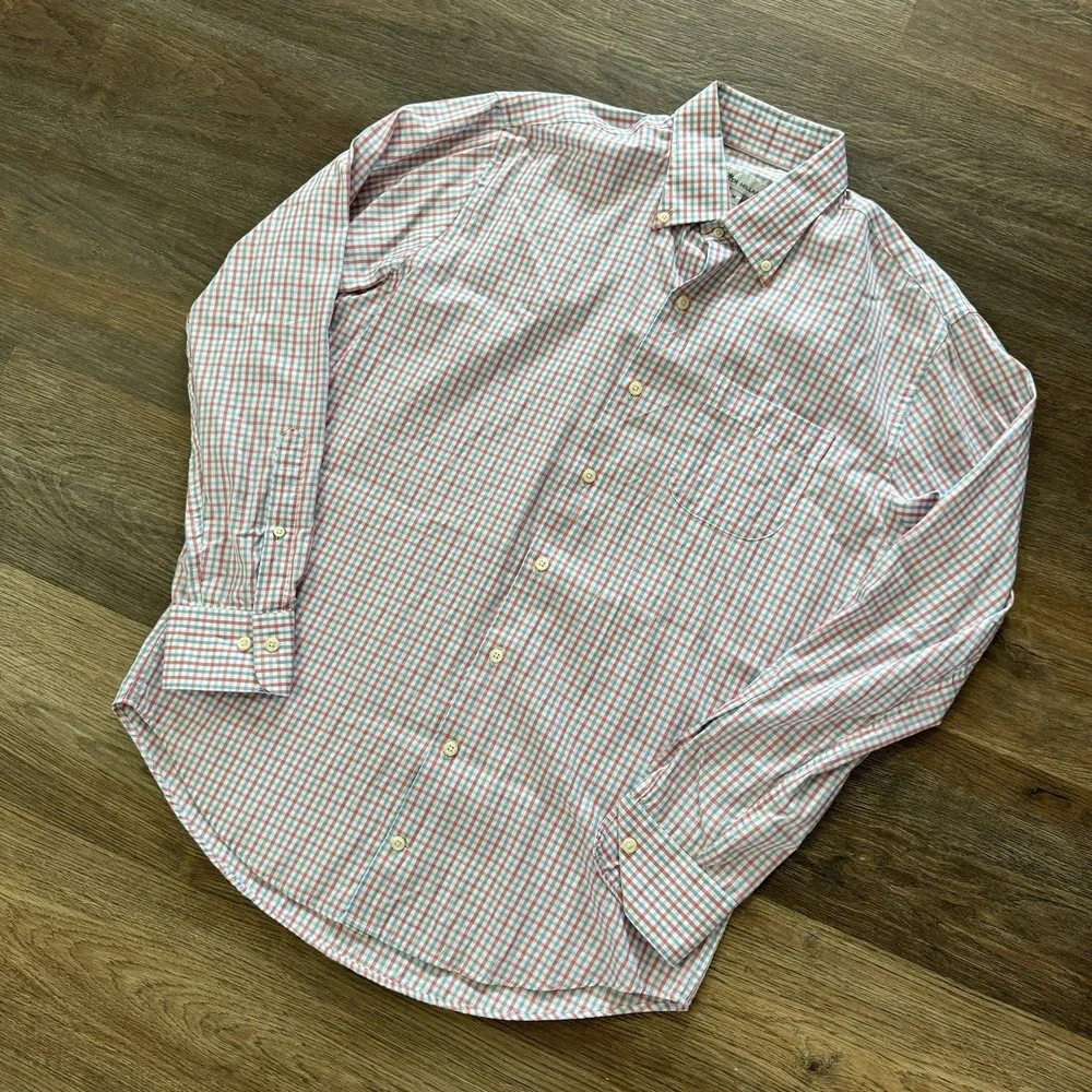 Peter Millar Crown Trey Sport‎ Shirt Button Down Multicolor Plaid Sz M Casual